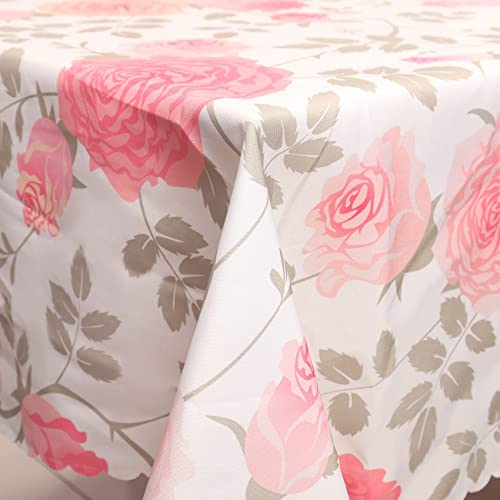 Bovlleetd 275x138cm Floral Tischdecken Hochzeit Blumen Rosen Tischdecke Vintage rosa Blume Tischdecke Kuchen Tischdecke Retro Tischdekoration