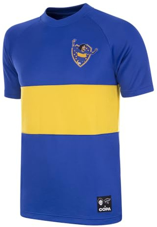 COPA Football - Retro Fußballtrikot Herren - Maradona Boca 1981/82 - Blau - Gelb - 50% Baumwolle – 50% Polyester - Größe L