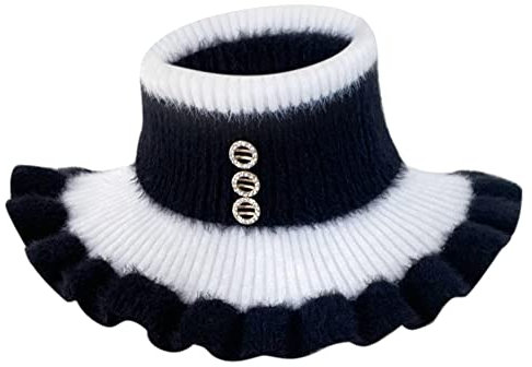 iSpchen Damen Schal Abnehmbarer Gefälschter Kragen gestrickte Falscher Kragen Pullover Rollkragen Hoher Hals Kragen Winter Warmer Strickschal Halsschlauch Kragen für Damen