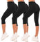 SINOPHANT Leggings Damen 3/4 High Waist Elastische Blickdicht Große Größen Leggins (#3er Pack Schwarz/Schwarz/Schwarz, L-XL)