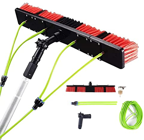 LCYFBE 5-12m Wasserführende Teleskopstange，PV Anlage Reinigung, Solarpanel-reinigungsset, Outdoor-waschwerkzeug Hohe Fensterglas-reinigungsstangen（12m/39ft Rute,50 cm Bürstenkopf