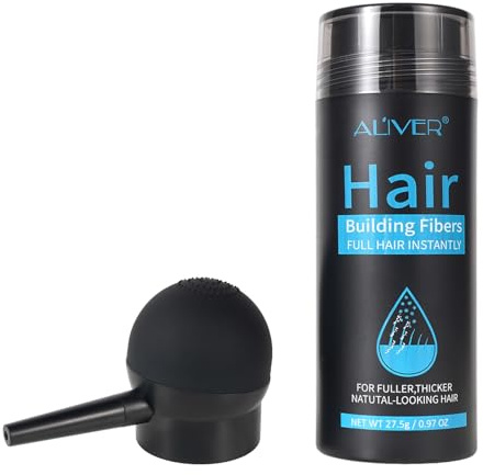 ALIVER Hair Fibers for Thinning Hair for Women & Men, Extra Spray Applicator, Black, 27.5 Gr Hair Powder Bald Spot Cover Up, Instantly Hair Filler, Undetected & Natural