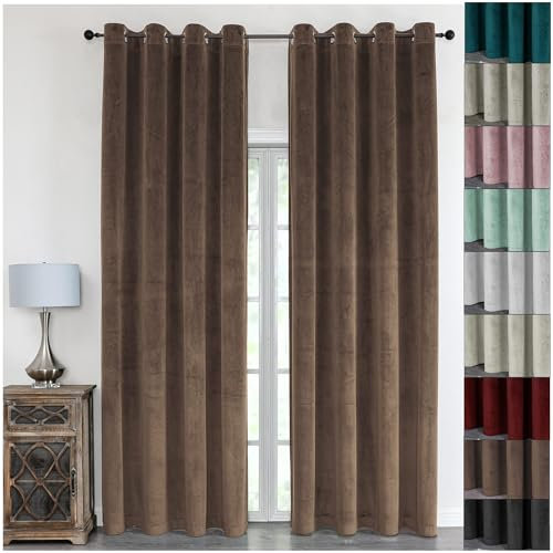 Cleanlevel Samtvorhang (2er Set) 140x245 cm – Vorhänge Blickdicht mit Ösen – Hochwertige blickdichte Vorhänge mit Hitzeschutz & Kälteschutz