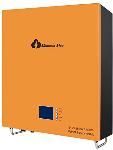 CloooudPro 48V 150Ah Power Wall LiFePO4 batteria a ciclo profondo 6000+ cicli, 10 anni di vita, built-in BMS e monitor LED, ideale per RV, solare, marino, off-grid e applicazioni terrestri.