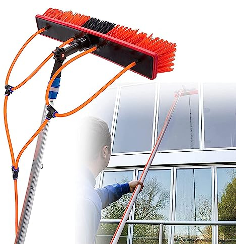 Witriolik 20m Wasserführende Teleskopstange - Reinigung von Photovoltaik, Solar, Fassaden & Fenstern - Teleskopstiel & Waschbürsten-Set für Wintergarten, PV Panels & mehr