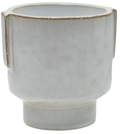 Ivyline Aries Glazed Handle Planter in White - Premium Quality - Lightweight and Waterproof - Indoor Houseplant Pot - H20cm x D19cm