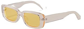 WDZAYXC Vintage rechteckige Sonnenbrille für Damen und Herren, modische Retro-Brille mit quadratischem Rahmen, Brille mit UV400-Schutz(transparent/gleb)