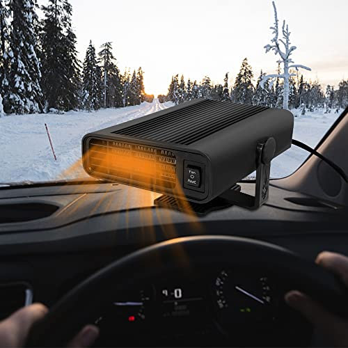 Gobesty Auto Heizlüfter 12V, 150W Mobile Auto Heizung Zigarettenanzünder, 360° Drehbar Auto Heizung Kühlventilator 2-in-1 Auto Warmluftgebläse Elektrisch Fan Windschutzscheibe Defroster Demister