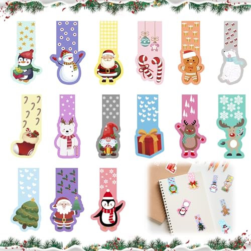 Lesezeichen Kinder, 30 Stück Weihnachten Magnetische Lesezeichen, Farblesezeichen Magnetisch Kinder, Magnetische Seiten Weihnachtsmotiv Lesezeichen Personalisiert für Weihnachtsgeschenke Zuhause Büro