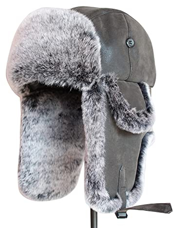 DASJD Fliegermütze Winter, Unisex Wintermütze Trappermütze Warme, Winddicht Bomber Hut, Kunstfell Russische Mütze für Skaten Snowboarden Radfahren,C,M(56 to 58cm)