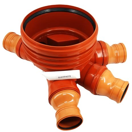 KG Abwasserschacht Kontrollschacht Schachtboden DN400 3 x Zulauf DN160/125/110-1 x Ablauf DN160/125/110 mit Gleitmittel 250g (Anschluss DN125)