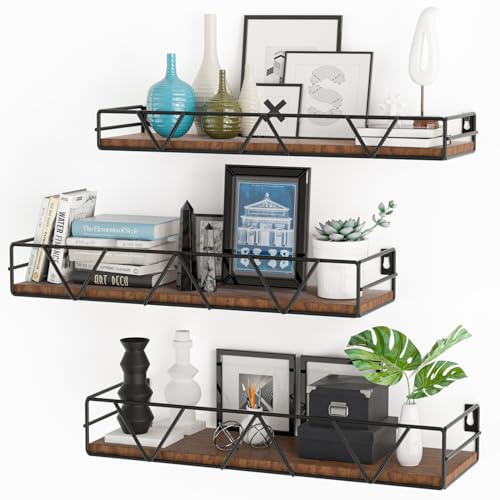 Floating Shelves Set of 3, Wood Wall Shelf, Farmhouse Shelf for Bedroom