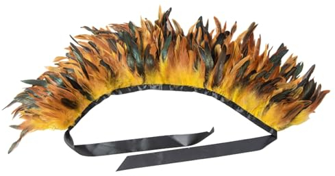 DolceTiger Damen Federschal Vintage Feder Umhänge Schulterumhang Cape Gothic Kragen Federboa Kostüm Vogel Pfau Kostüm Damen Karneval Kostüm Samba Kostüm für Karneval Halloween Maskerade (Yellow)