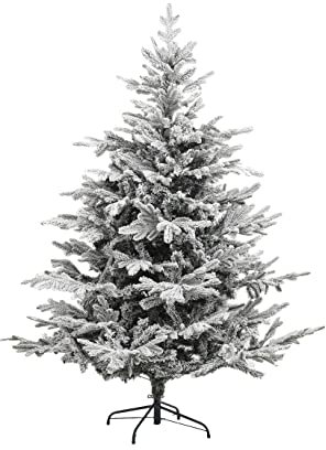 Feeric Christmas Weihnachtsbaum, künstlich, grün, beflockt, Weiß und Glitzer, Premium-Qualität, Höhe 150 cm