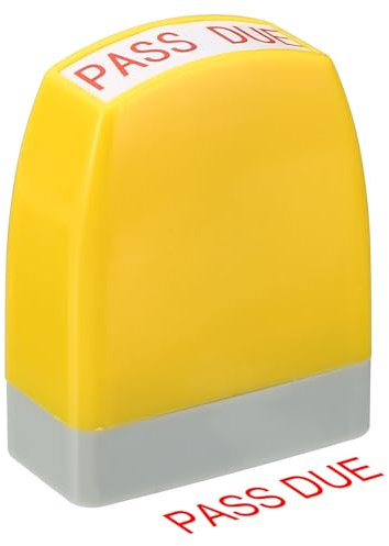 PATIKIL Pass Due Check Notice Stempel Selbstfärbend, rote Tinte Bürostempel Nachfüllbarer Geschäftsstempel Stil 1, Gelb