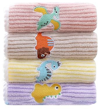 4 Stück Kinder Gesichtshandtücher, 25x50cm baby handtücher aus korallensamt, Wiederverwendbares Saugfähiges Waschlappenhandtuch Set, Hand Füße Gesicht Sabberhandtücher für Babys Kinder Erwachsene
