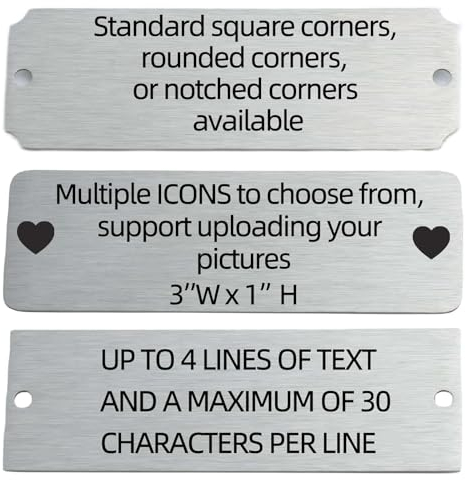QIPAN Brushed Stainless Steel Personalized Name Plaque,Engraved Custom Name Plate,Engraving Custom Name Plate with Adhesive Backing or Screws for URN,Trophy, Picture Frame (Silver)