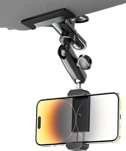Dosvsi Autohalterung für Sonnenblende, verbessertes langlebiges Ganzmetall, Handy-Halterung für Autovisier, 360° verstellbarer Lenkradclip für iPhone 16, 15, 14, 13 Pro Max, Glalaxy S A Serie, Z Flip,