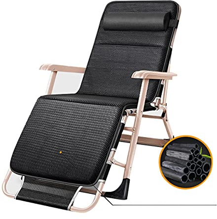 Verbesserter Zero-Gravity-Loungesessel mit Kopfstütze, Terrasse, Camping, Stranddeck, Outdoor-Unterstützung, gepolsterter Sitz und Rückenlehne, Zero-Gravity-Stuhl (Farbe: Schwarz)