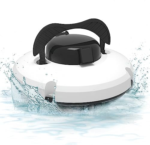 Aspirateur de piscine sans fil pour piscine hors sol, robot nettoyeur automatique de piscine dure 120 minutes, parfait pour les piscines plates hors sol/enterrées jusqu'à 1000 pieds carrés