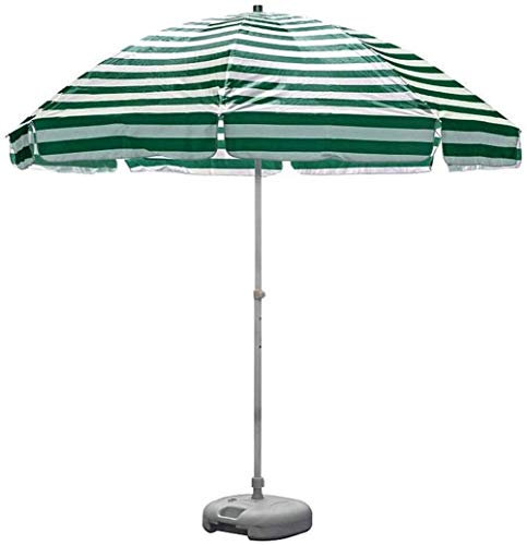 Parasol d'extérieur de 2,5 m - Rayé - UV 50+ - Portable - Parasol de jardin avec 8 baleines robustes et manivelle, Rayures vertes et blanches, A