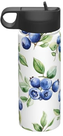 Blueberry Bouteille d'eau isotherme pour enfants avec paille réutilisable en acier inoxydable 532 ml