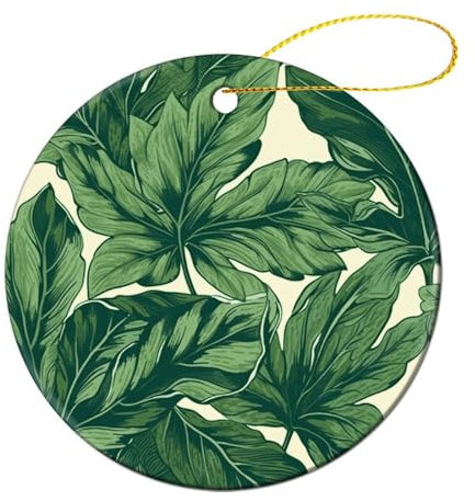 Grünes Laub, botanische Weihnachtsdekoration, rund, hängendes Ornament für Weihnachtsbaum, Weihnachtsdekoration, Weihnachts-Andenken, kreisförmige Dekoration für Zuhause, Hochzeit, Party