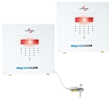 PROTECTOR WA-1.2 Wassermelder zur Pumpensteuerung 2er-Set – Wasseralarm mit Doppelsensortechnik – Wasserwächter und Feuchtigkeitsmelder für Keller, Waschmaschine – Wasserstandsmelder mit 90 cm Kabel