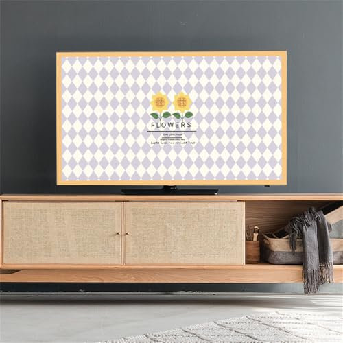 Hiseng TV Protector Cover, Dust-Proof TV/PC Display Protector Screen Cover All-Inclusive Elastic Indoor Living Room Decoration Dust Cover for 32” to 75”Display (32-37inch,Purple plaid)