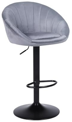 YERAIRR Tabouret de Bar Lot de 1, Chaise Haute Cuisine en Velours, Réglable en Hauteur, Pivotants à 360° avec Repose-Pieds, Chaise pour Ilot Central, Comptoir, Bar, Salle à Manger, Gris Foncé