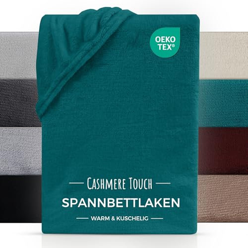 Carpe Sonno warmes Spannbettlaken Cashmere Touch 100 x 200 cm - Plüsch Bettlaken 100x200cm - Weiche Fleece Spannbetttücher Winter- Teddy Spannbetttuch 100x200 - Petrol Grün