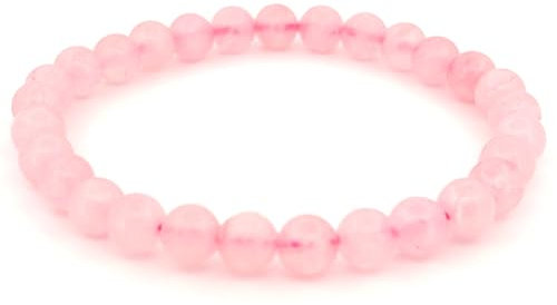 JoyasMinerales Bracelet en Quartz Rose | 100% Pierres Naturelles Authentiques | Confortable & Élégant | Fil Élastique Coréen + Boîte Cadeau Incluse (Quartz Rose, 4mm)