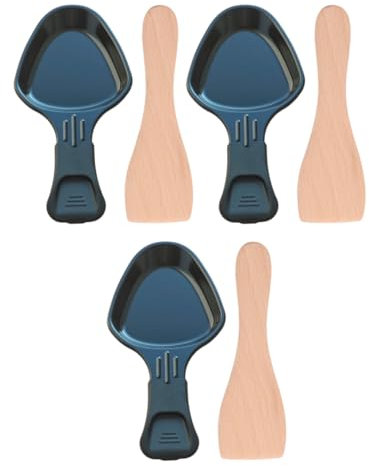 Frying Pans / Raclette Dish Non-Stick with Wooden Spatulas | Set of 1 to 12 | Mini Triangle Squeegee | Compatible with Tefal Raclette | Easy to Clean | SOS ACCESSOIRE (3)