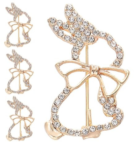 BESTYASH 4pièces Broche Métallique Lapin Épinglette Adorable Pour Vêtements Accessoire De Mode Élégant Et Sparkling Pour Blazer Et Tenues Spéciales