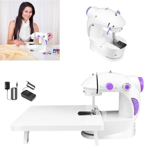 Nähmaschine für Anfänger [2025 Modell] - Elektrische Mini Nähmaschine mit 1 Garnspulen, 3 leeren Spulen, LED-Beleuchtung - Inkl. Nähzubehör für Kinder & Erwachsene (DE Stecker)