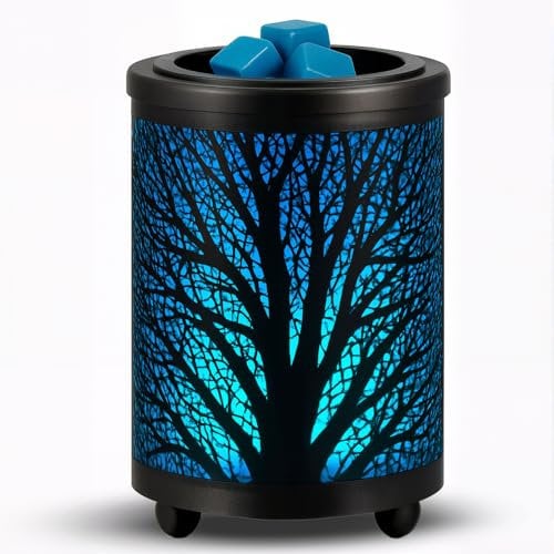 Layove Electric Wax Melt Warmer PTC Heating Plate with 7 Colors LED Changing Light Warmer Fragrance Wax Burner for Home Office Gifts & Decor(Black Forest)