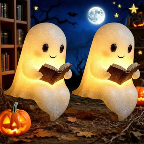 Orgonite Geisterlampe, Geister Leselampe Geist Nachtlicht, Halloween Deko LED Geister Lampe, Halloween Deko für Schlafzimmer, Wohnzimmer, Party