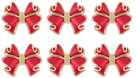 Qezodsx 6 StüCk Rote Schleifen Servietten Ringe, Schmetterling Knoten Servietten Ring Halter, Handgefertigte Metall Servietten Schnallen, Elegante Tisch Dekoration