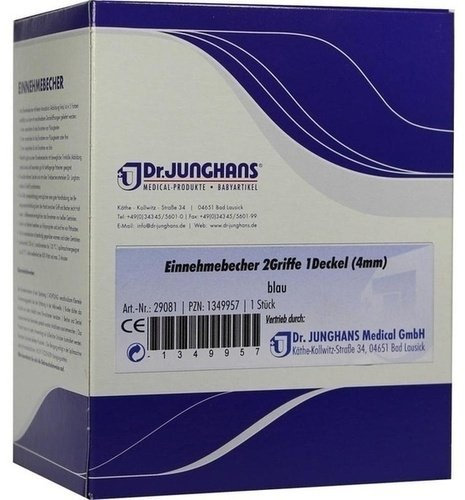Einnehmebecher mit 2 Griffen+Deckel 4mm Blau