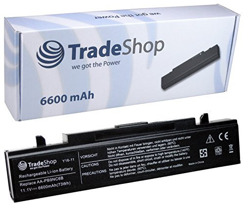 Hochleistungs AKKU 6600mAh schwarz ersetzt AA-PB-9-NS-6-B AA-PB-9-NC-6-W AA-PB-9-NC-5-B AA-PB-9-NC-6-W/E AA-PB-9-NS-6-W AA-PL-9-NC-2-B AA-PL-9-NC-6-B AA-PL-9-NC-6-W für Samsung R523 R538 E257 NP-P480