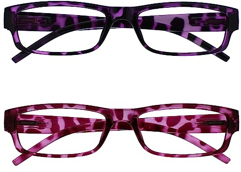 The Reading Glasses Company Die Lesebrille Unternehmen Lila & Rosa Schildpatt Leicht Leser Wert 2er-Pack Herren Frauen RR32-54 +2,00