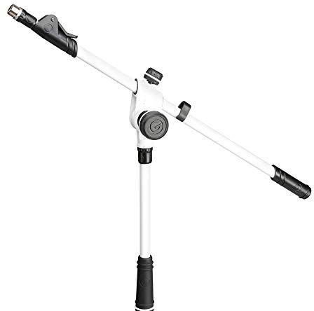 Gravity MS 4322 W - Pie de micrófono con trípode y brazo jirafa telescópico de 2 puntos de ajuste blanco
