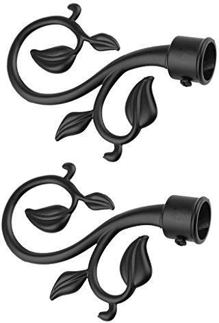 MagiDeal Paire Embout de Tringle à Rideau de Branche en Métal Décoration Tête pour Rideau de Fenêtre Maison 22mm, Noir