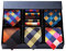 HISDERN 5 Stück Kariert Krawatte und Einstecktuch Set Elegante Herren Krawatten Klassische Hochzeit Seidenkrawatte Taschentuch mit Geschenkbox