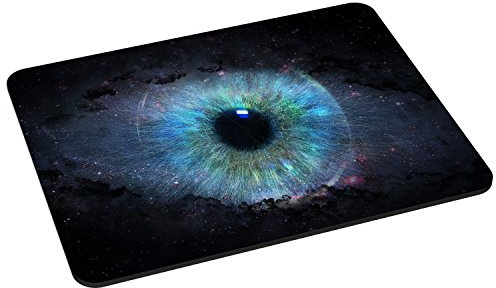 PEDEA Gaming und Office Mauspad - 220 x 180 mm - mit vernähten Rändern und rutschfester Unterseite, space eye