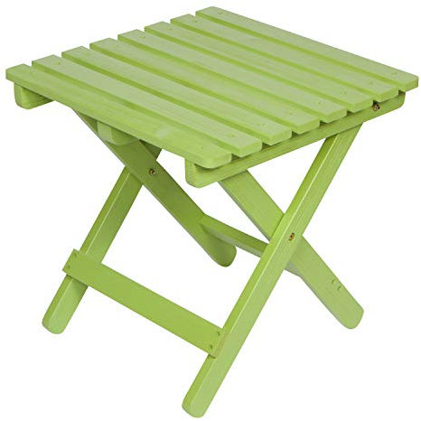 Shine Company Square Wooden Folding Solid Wood Side Table, Outdoor Adirondack Small Patio Table, Lime Green