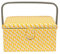 Korbond Sewing Basket - Medium - Yellow Leaf Design - 14.5cm x 19cm x 26cm