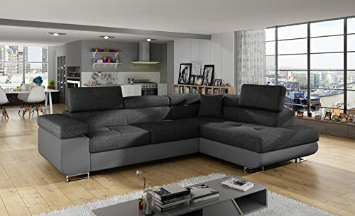 Ecksofa Antos mit Schlaffunktion Bettkasten Seite Rechts und Links Sofa Möbel 23 (Inari 96+Soft 29, Rechts)