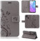 betterfon Hülle Kompatibel mit ZTE Blade 10 Smart | Premium PU Leder Handyhülle Wallet Case für Blade 10 Smart | Schutzhülle Blumen Klapphülle Handyhülle | Grau