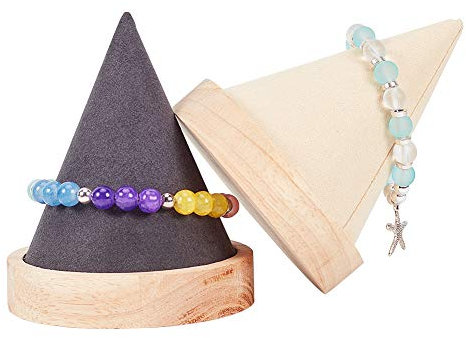 FINGERINSPIRE 2Pcs Holzarmbandhalter Kegelförmiges Armband Schmuck Display Stand Armreif Armband Uhrenhalter für Ausstellungen/Messen/Einzelhandelsgeschäfte